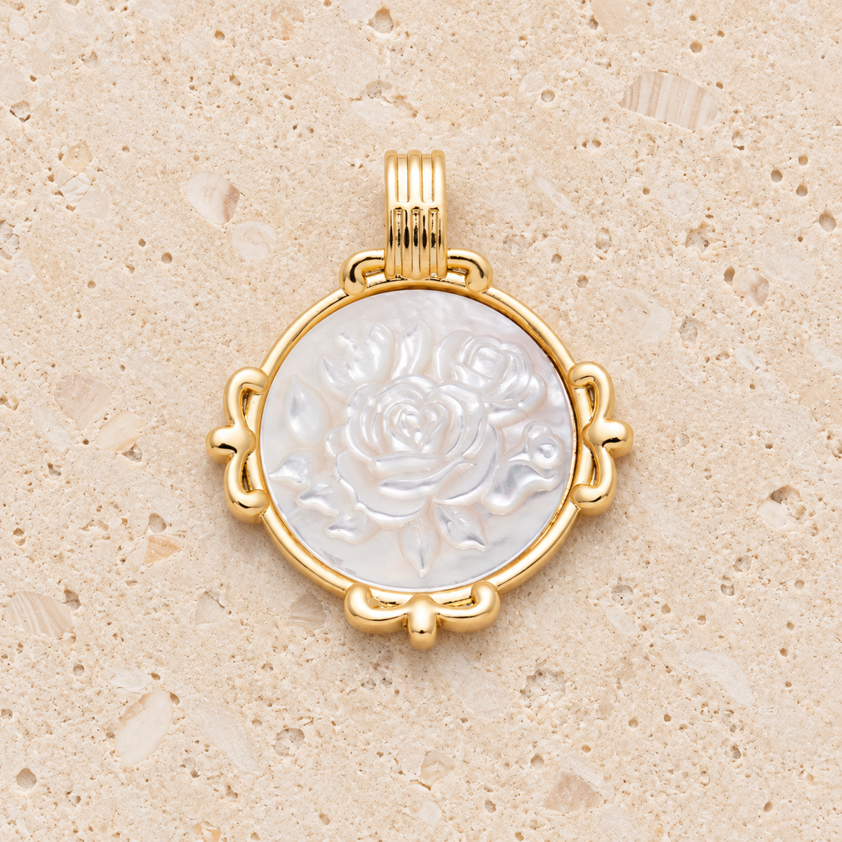 Floral Mother-of-Pearl Bezel Charm