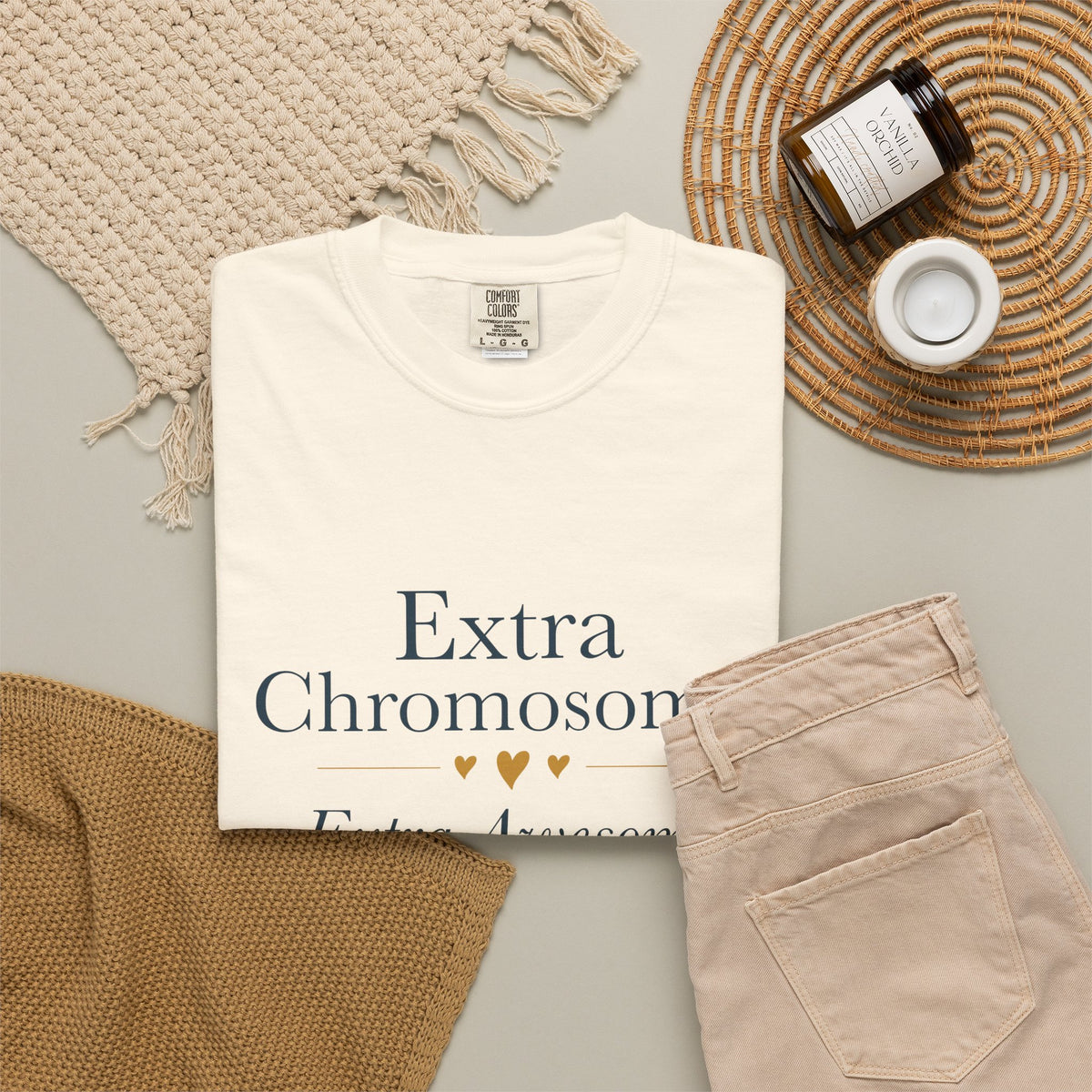 Extra Chromosome. Extra Awesome. Cream Unisex Tee