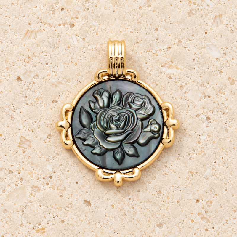 Floral Abalone Bezel Charm