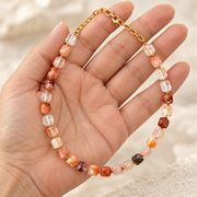 Red Crystal & Gold Bead Necklace
