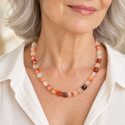 Red Crystal & Gold Bead Necklace