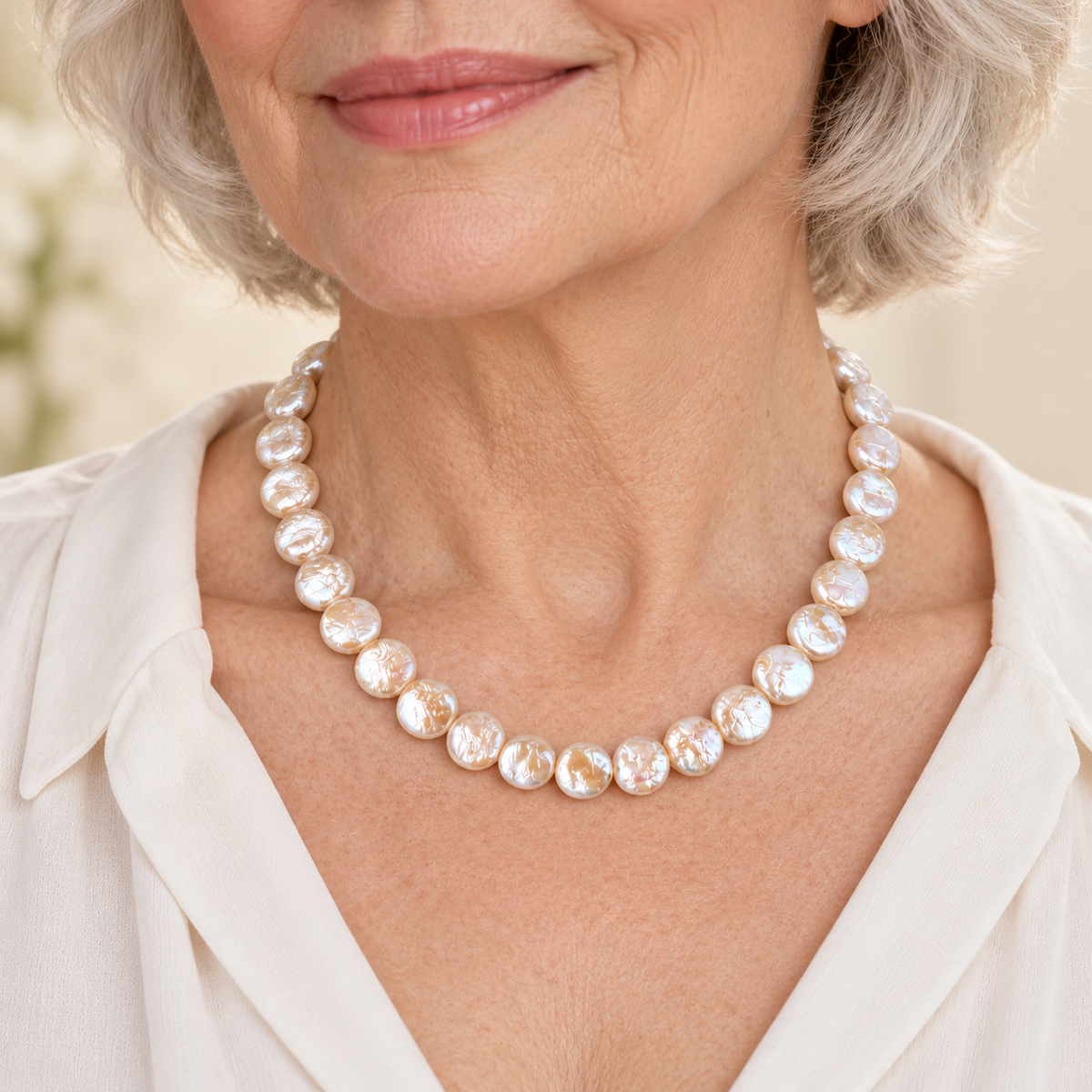 Freshwater Pearl Coin Necklace