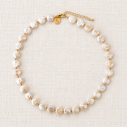 Freshwater Pearl & Gold Bead Necklace