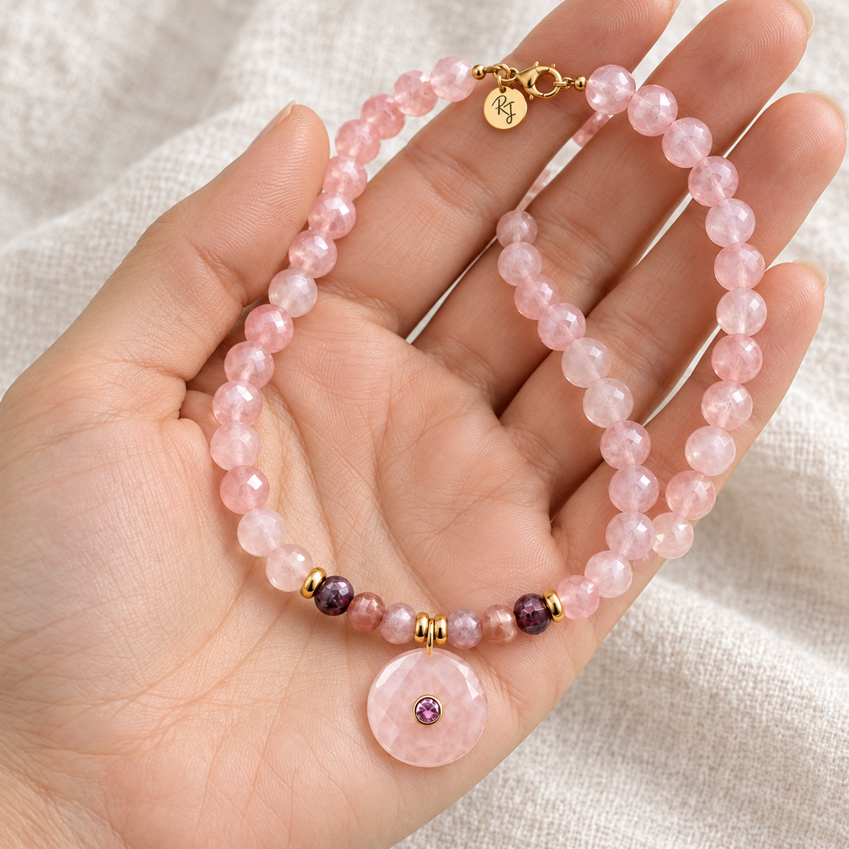 Rose Quartz & Strawberry Quartz Necklace