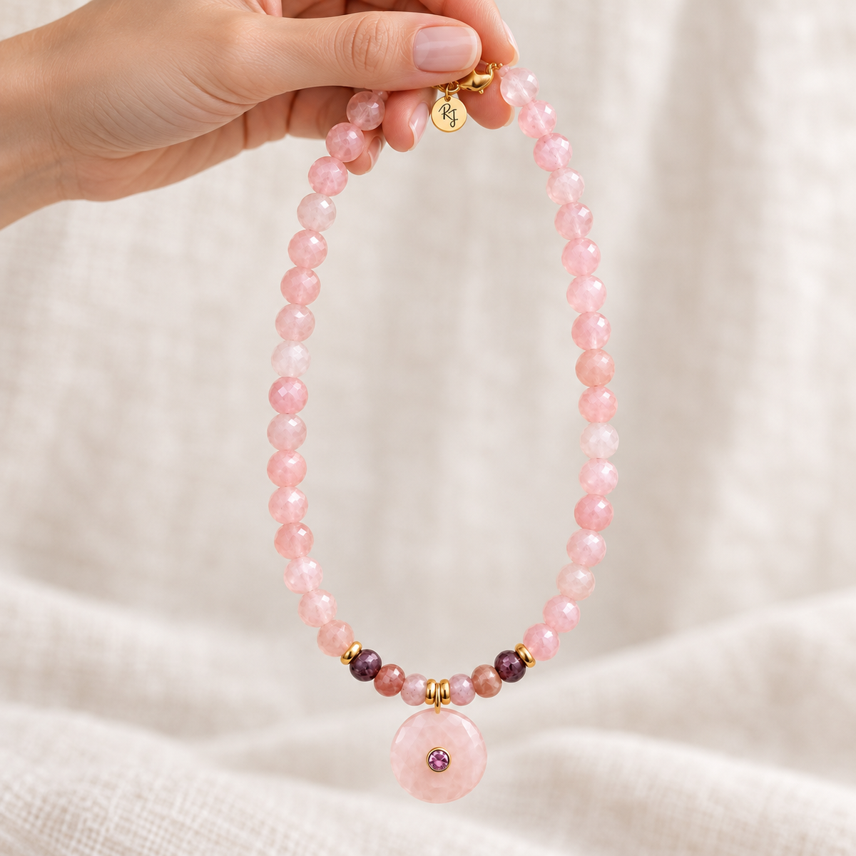 Rose Quartz & Strawberry Quartz Necklace