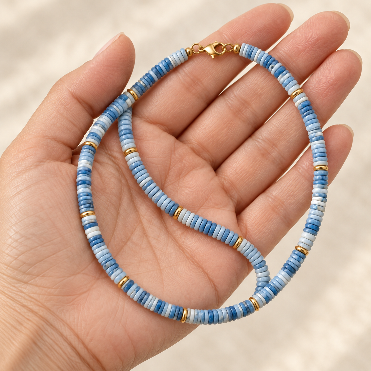Owyhee Blue Opal and Heishi Bead Necklace