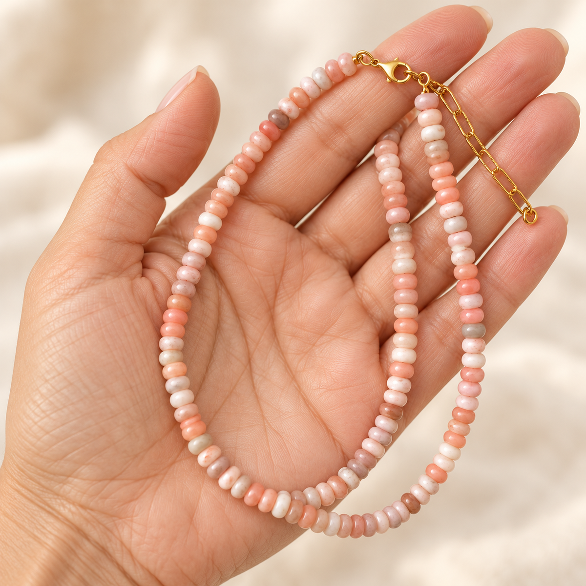 Pink Opal Gemstone Necklace