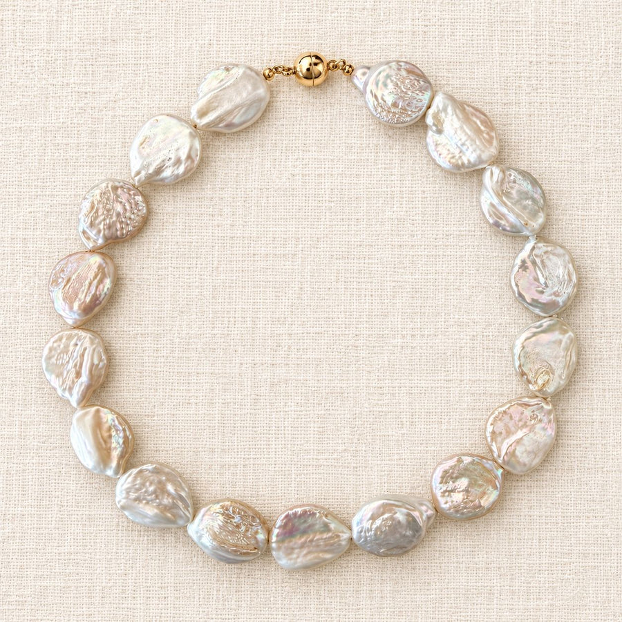 Organically Shaped Coin Pearl Necklace