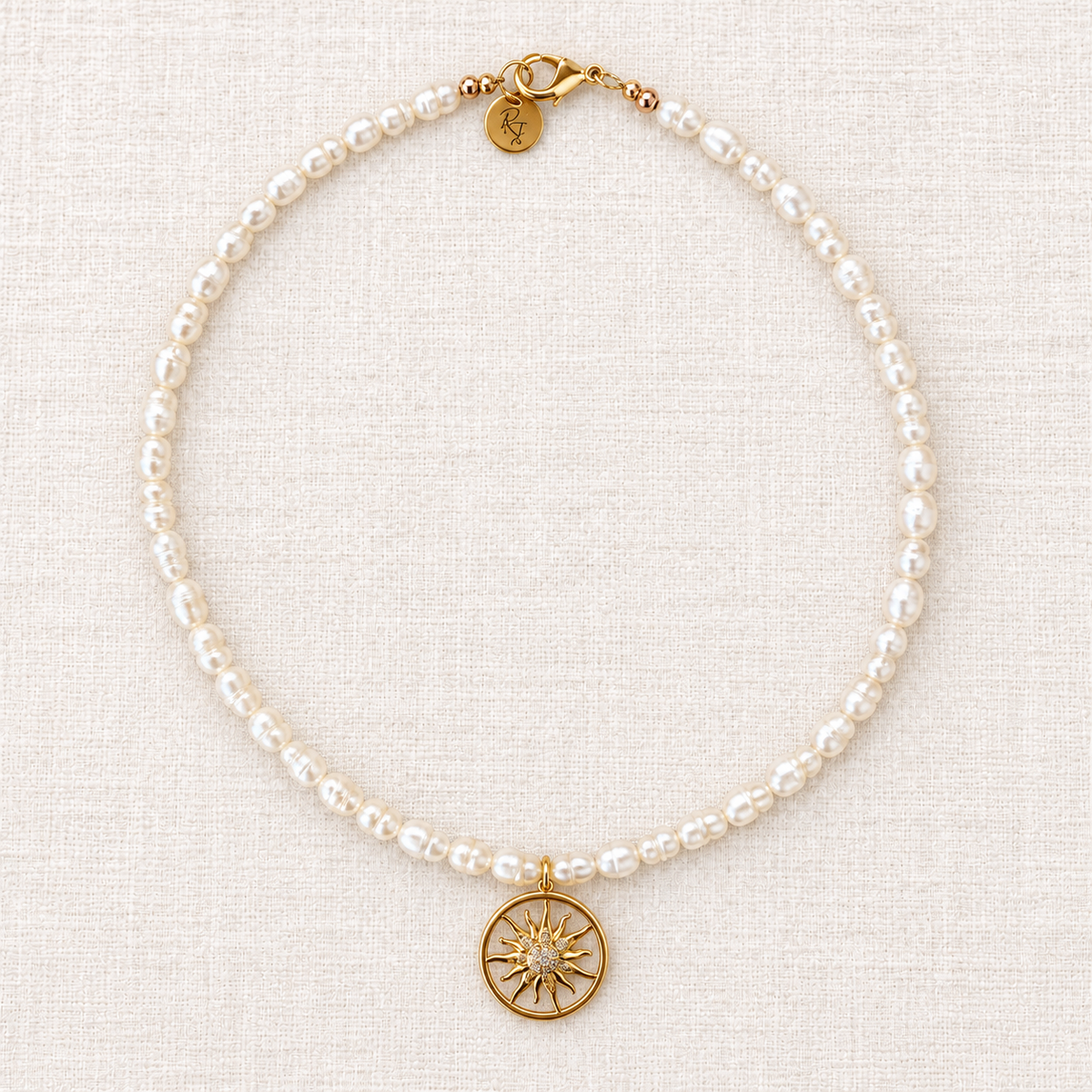 Freshwater Pearl & Sun Coin Necklace