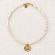 Freshwater Pearl & Sun Coin Necklace