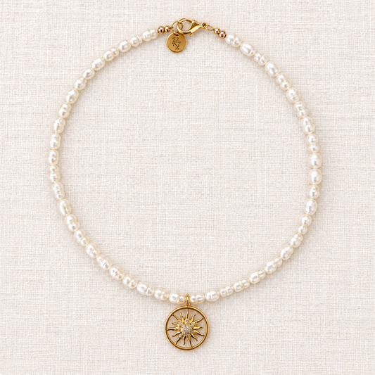 Freshwater Pearl & Sun Coin Necklace