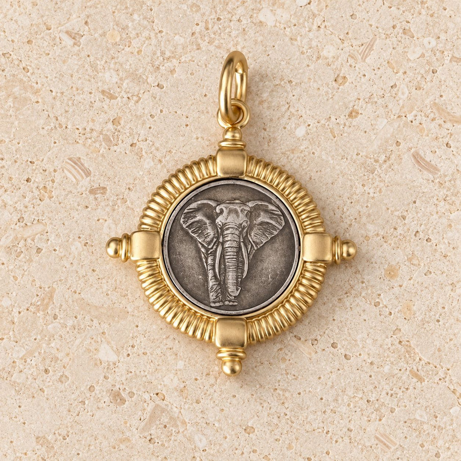 African Elephant Coin Pendant