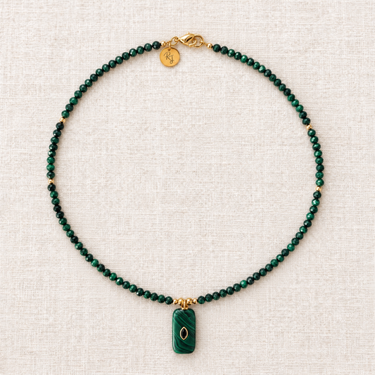 Faceted Malachite & Pendant Necklace