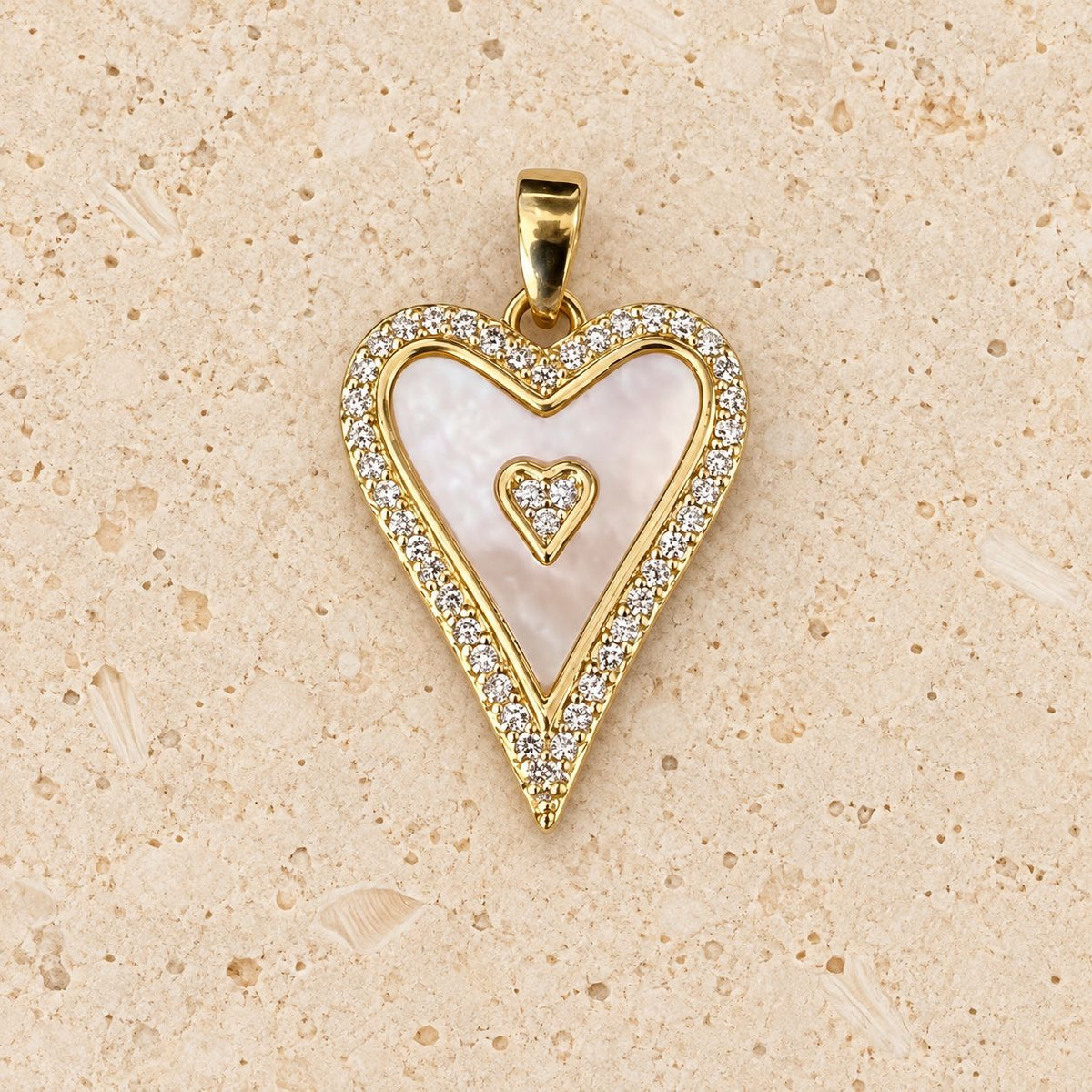 Mother of Pearl Heart Cubic Zirconia Charms