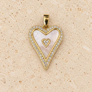 Mother of Pearl Heart Cubic Zirconia Charms