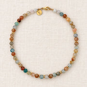 Multi-Colored Faceted Aquamarine & Gold Rondelle Necklace