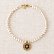Freshwater Pearl & Compass Medallion Necklace