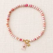 Hand-Knotted Light Pink Peruvian Opal & Fish Pendant Necklace