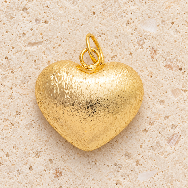 Chunky Textured Puffy Gold Heart Pendant