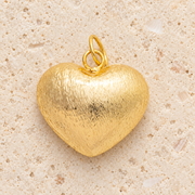 Chunky Textured Puffy Gold Heart Pendant