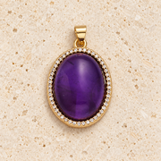 Amethyst & Micro-Paved CZ Oval Pendant