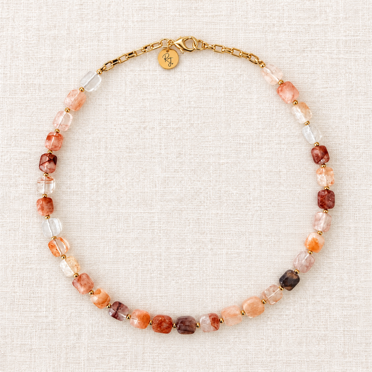 Red Crystal & Gold Bead Necklace