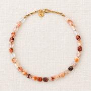 Red Crystal & Gold Bead Necklace