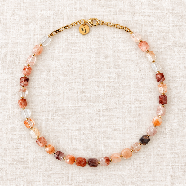 Red Crystal & Gold Bead Necklace