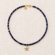 Faceted Sodalite Rondelle & Starfish Charm Necklace